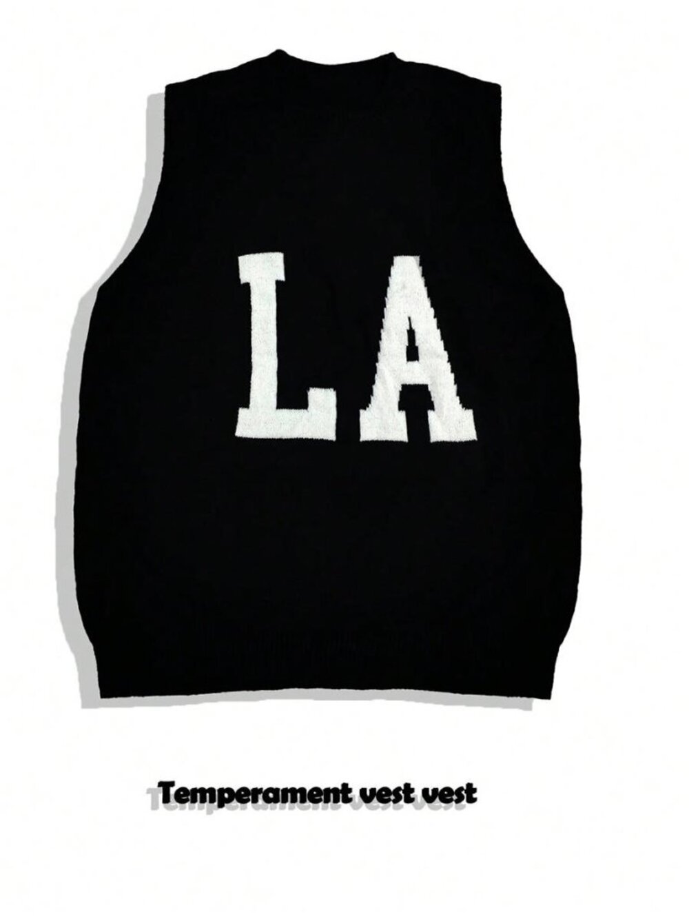 Casual Letter Pattern Knit Sweater Vest, Spring/Autumn